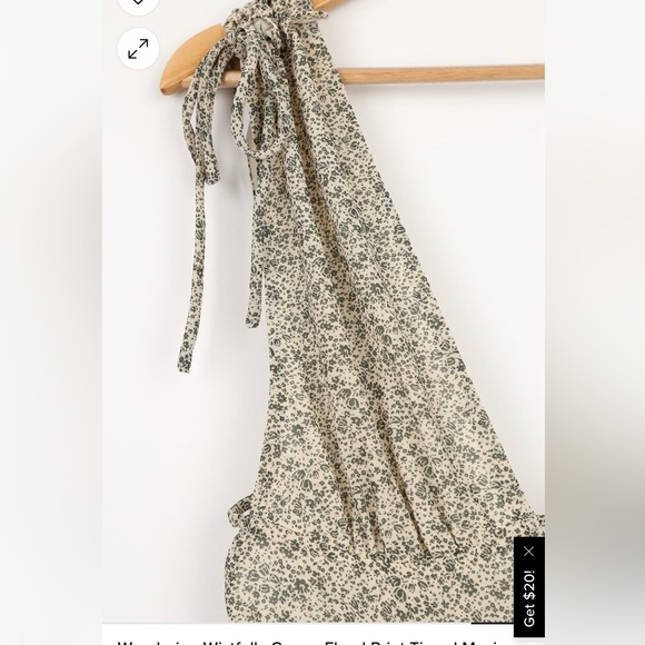 Lulus Wandering Wistfully Cream Floral Print Tiered Maxi Dress Medium - Picture 6 of 13